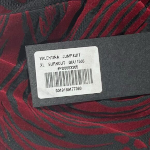 NWT I.Am.Gia SZ XL Valentina Jumpsuit Burnout Plunge Neck Backless Flare Velvet - Picture 8 of 11